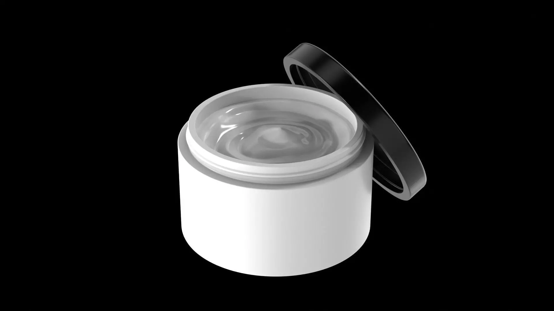 Open Lid Cosmetic Jar with Cream Texture 3D model_0
