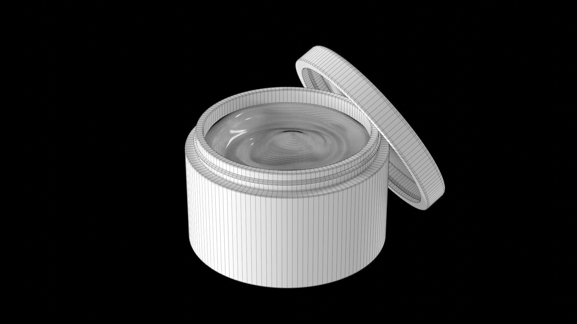 Open Lid Cosmetic Jar with Cream Texture 3D model_6