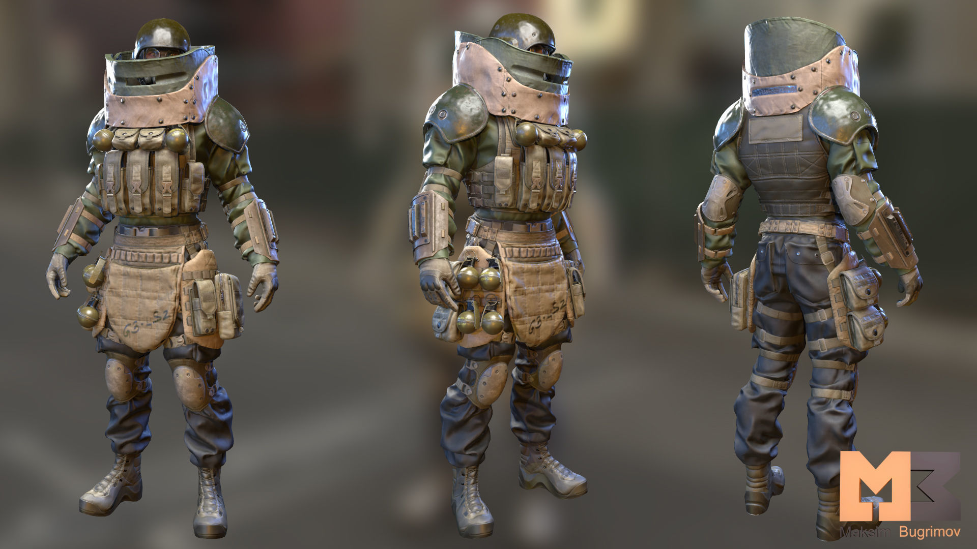 Soldier Sapper Low-poly 3D model_4