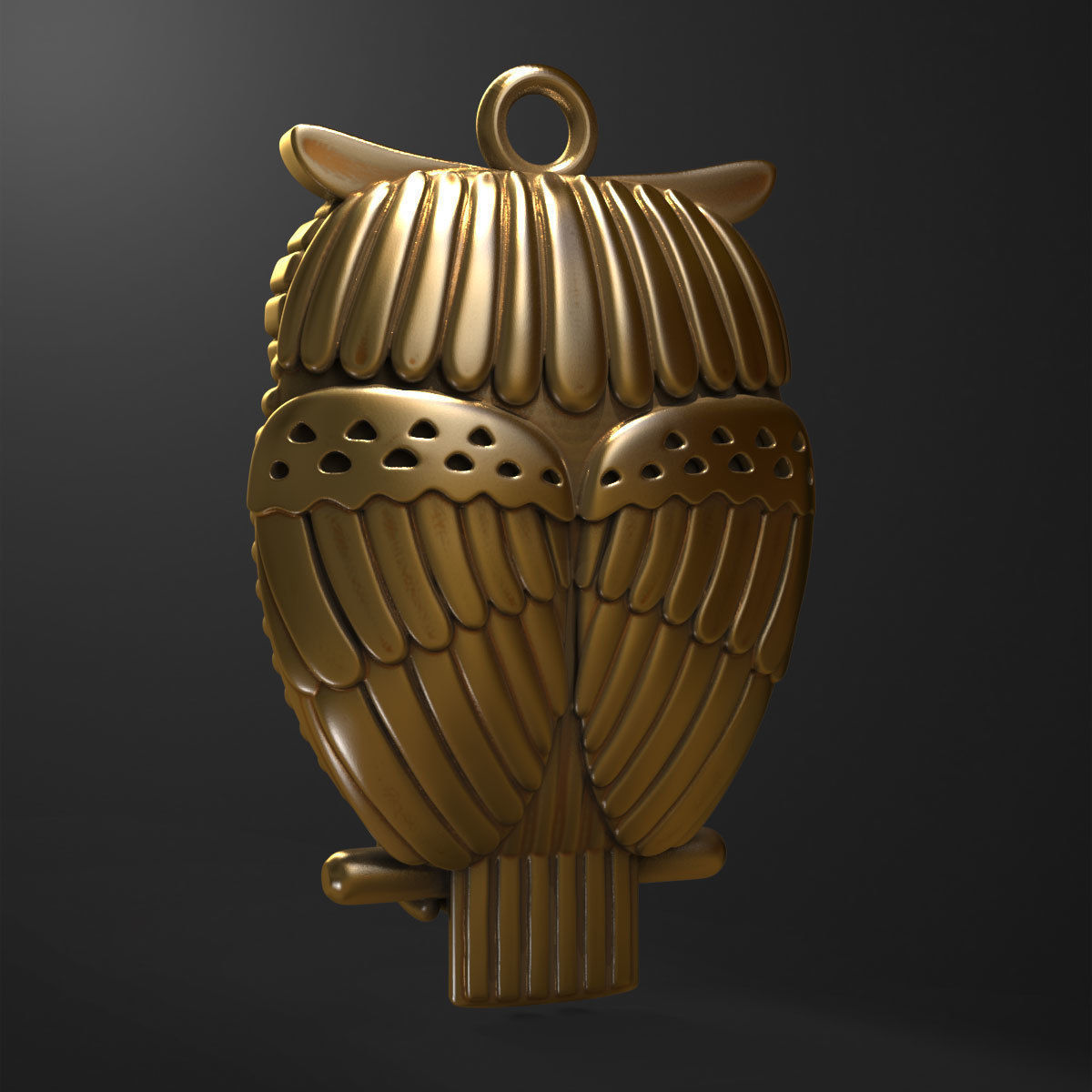 Owl pendant 3D print model_4