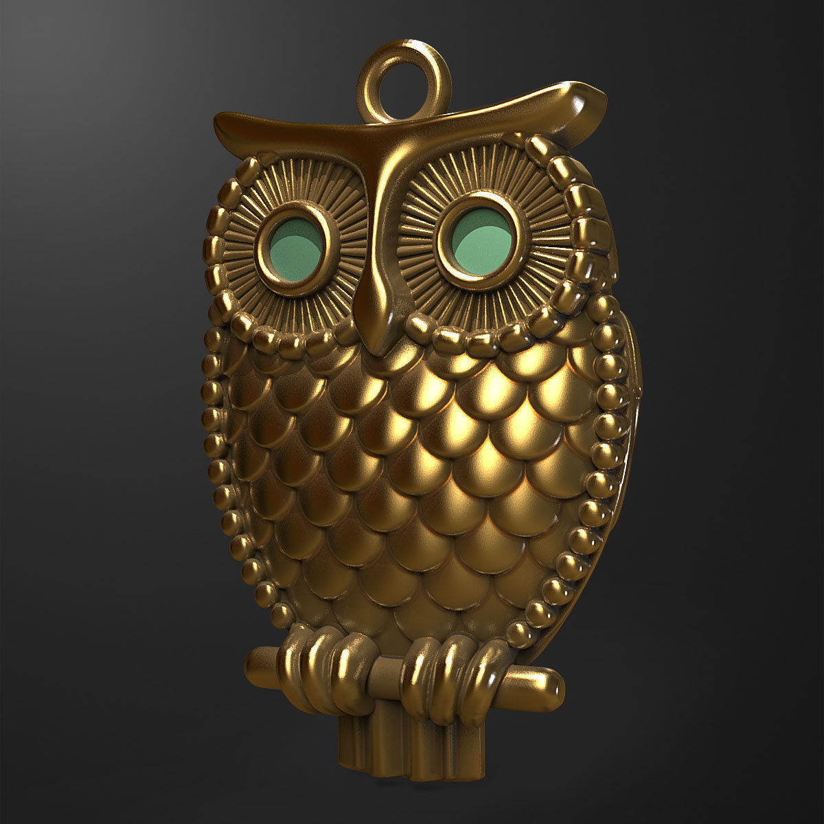 Owl pendant 3D print model_3