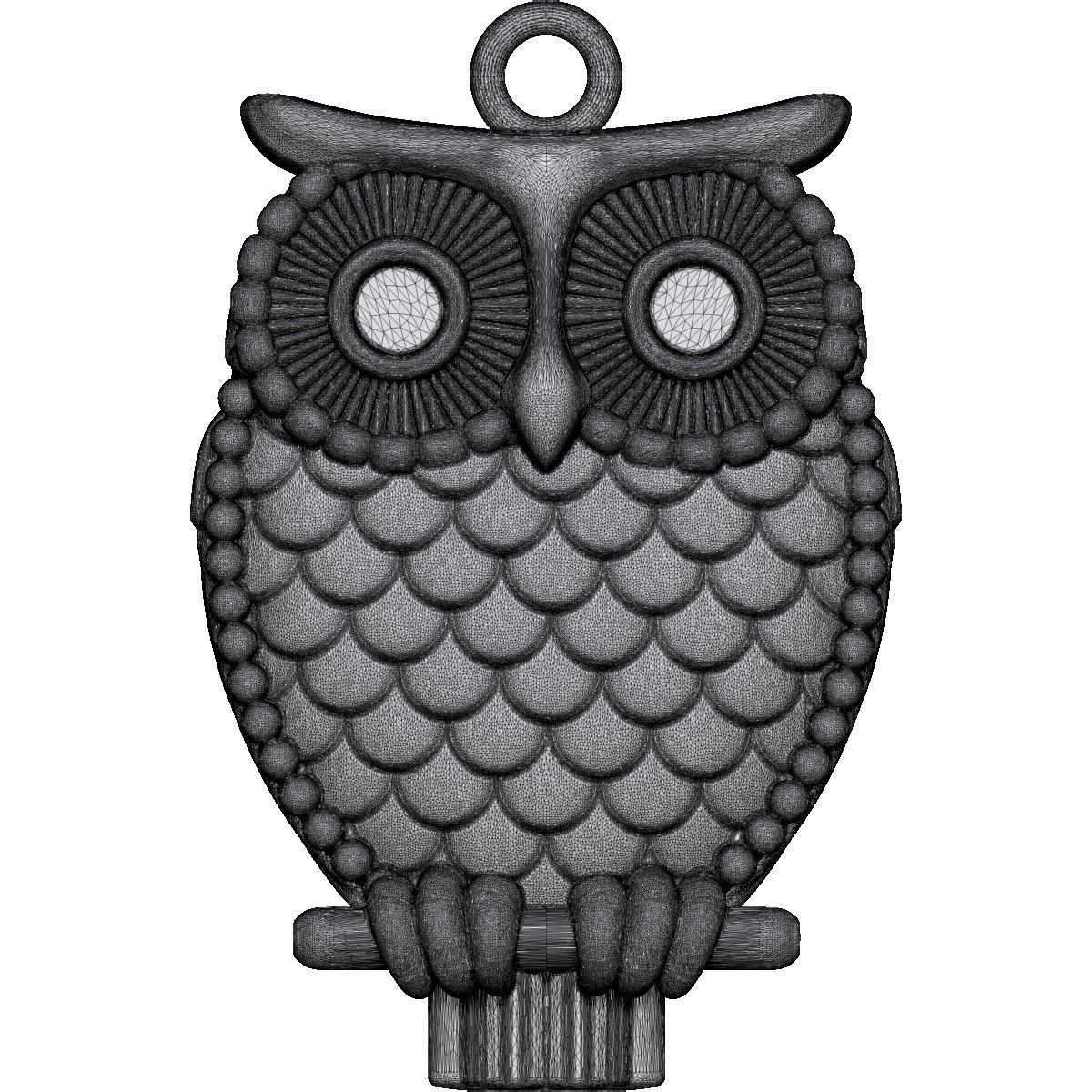 Owl pendant 3D print model_8
