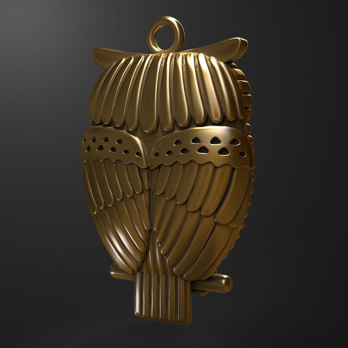 Owl pendant 3D print model_5