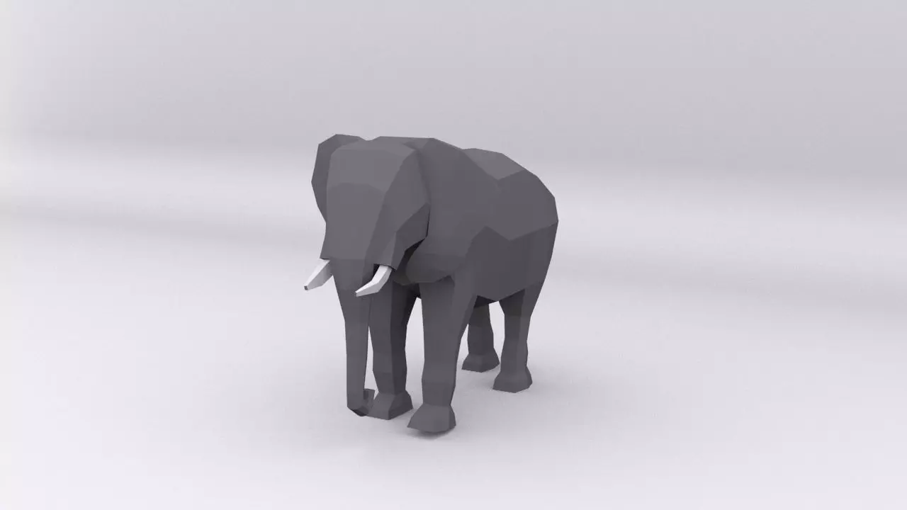 Low Poly Elephant Low-poly 3D model_0