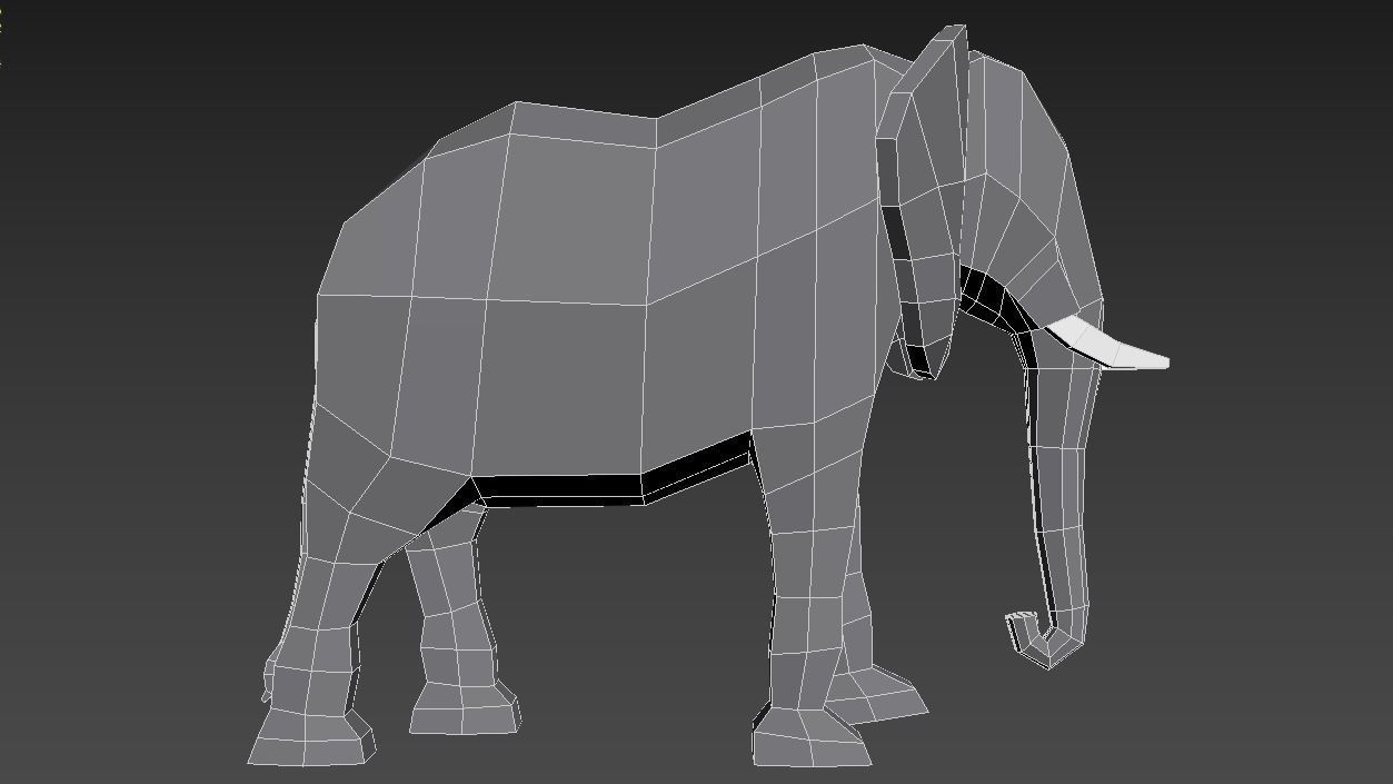 Low Poly Elephant Low-poly 3D model_4