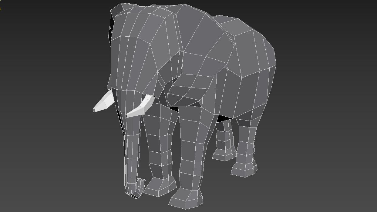 Low Poly Elephant Low-poly 3D model_3