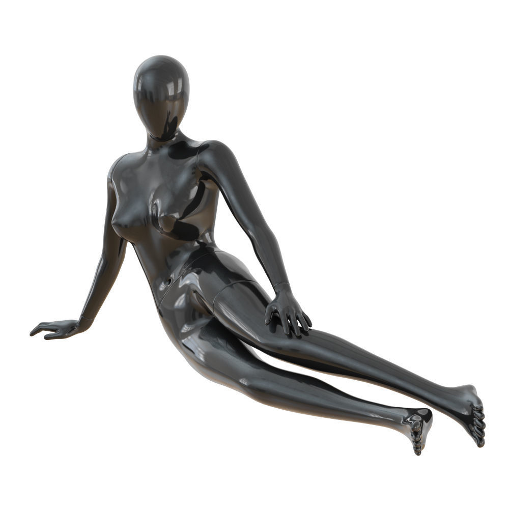 Black female mannequin in a lying pose 49 3D model_1