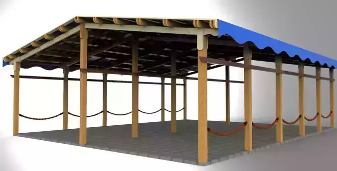 Big Wooden Terrace for restaurant 3D print model