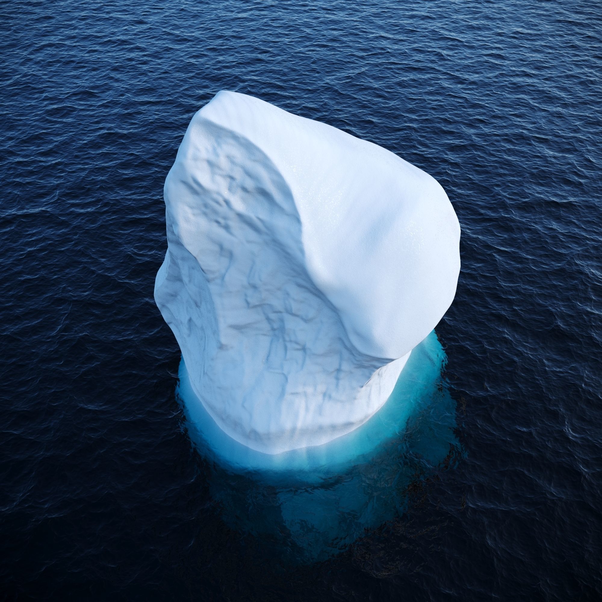 Iceberg floating in ocean Low-poly 3D model_2