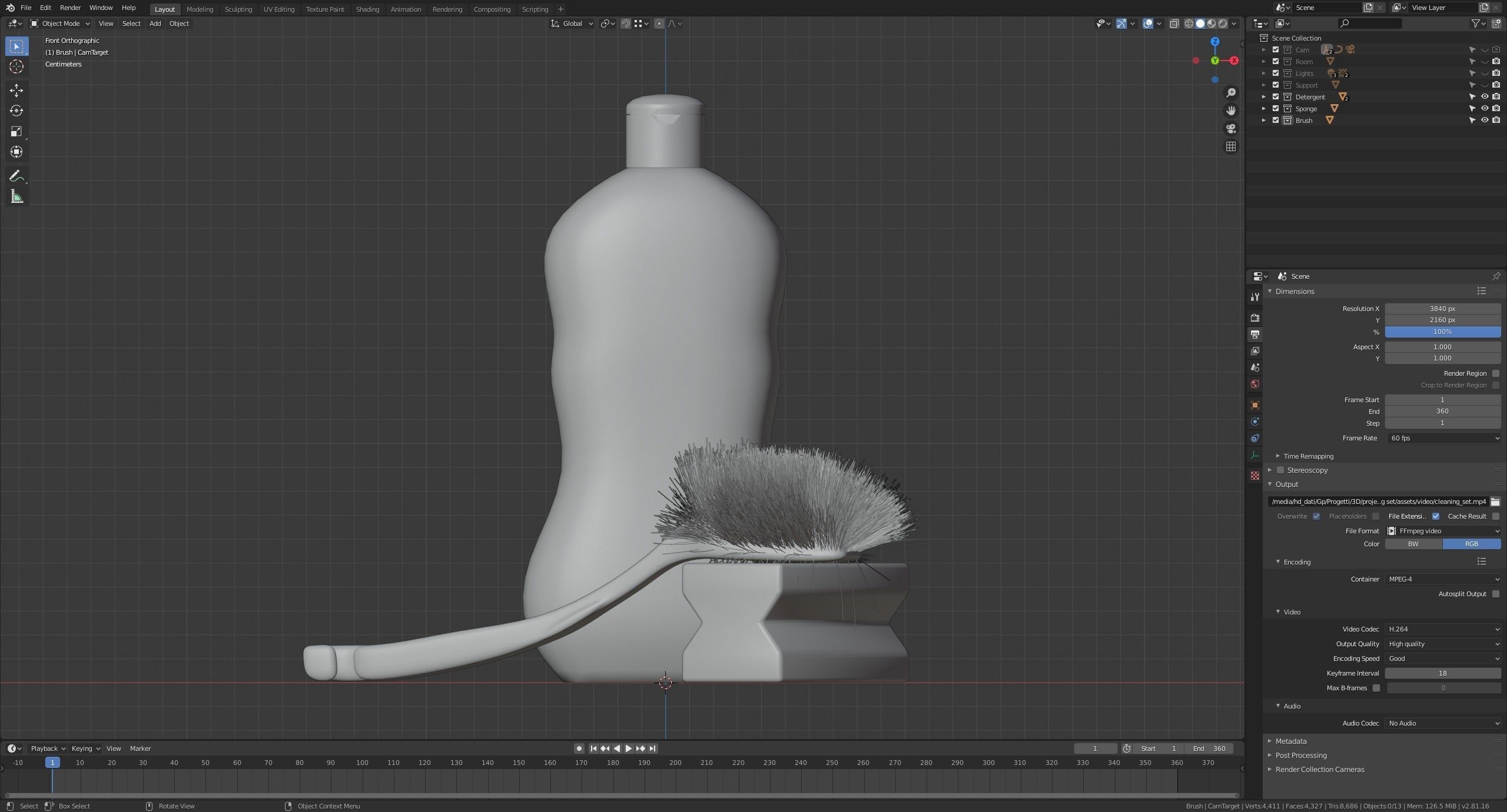 Cleaning Set bottle of liquid and sponge 3D model_7