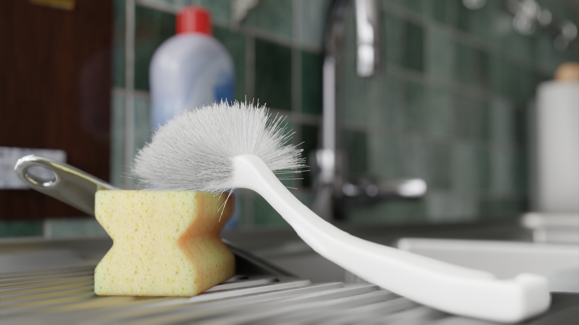 Cleaning Set bottle of liquid and sponge 3D model_4