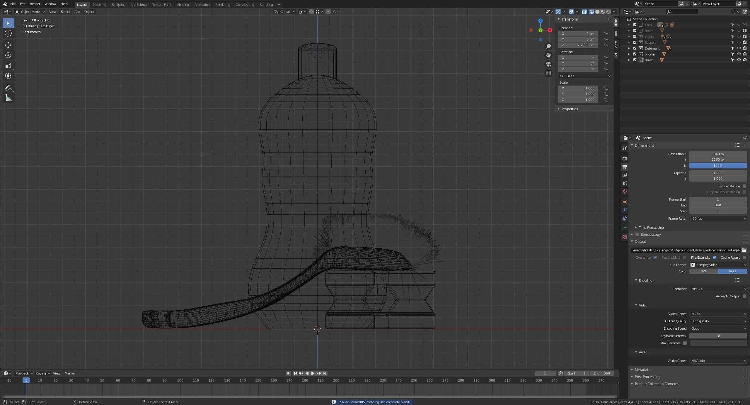 Cleaning Set bottle of liquid and sponge 3D model_8