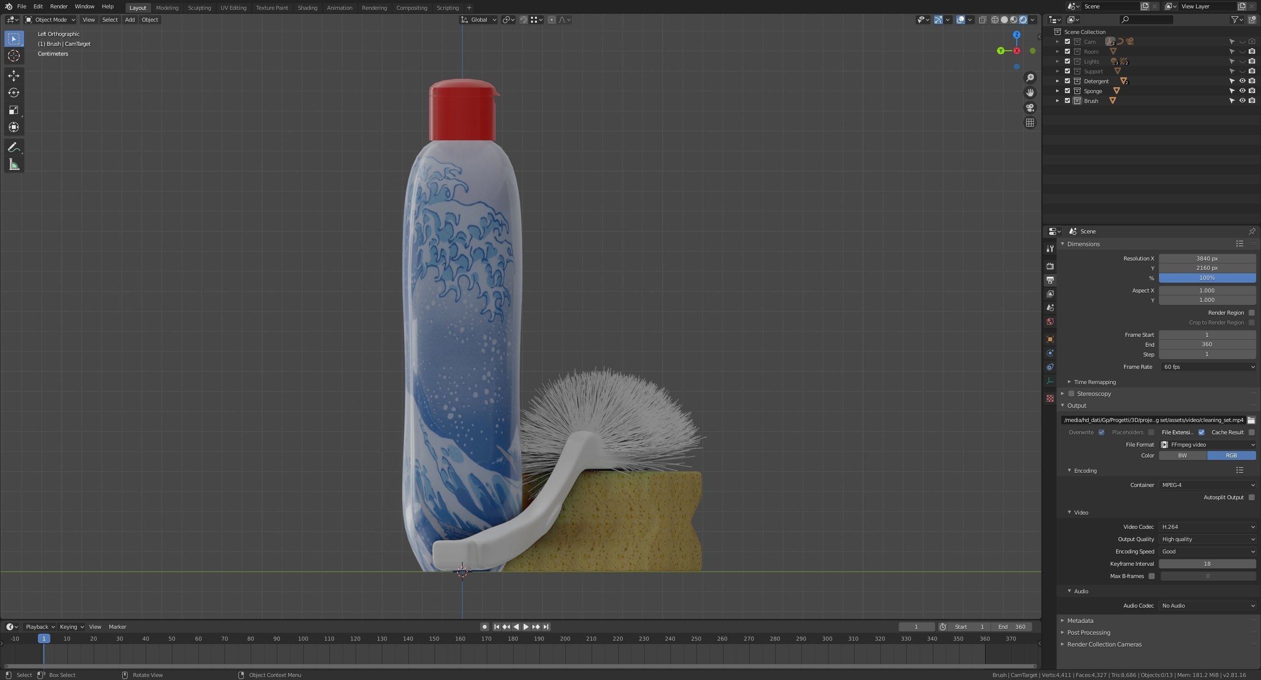 Cleaning Set bottle of liquid and sponge 3D model_9