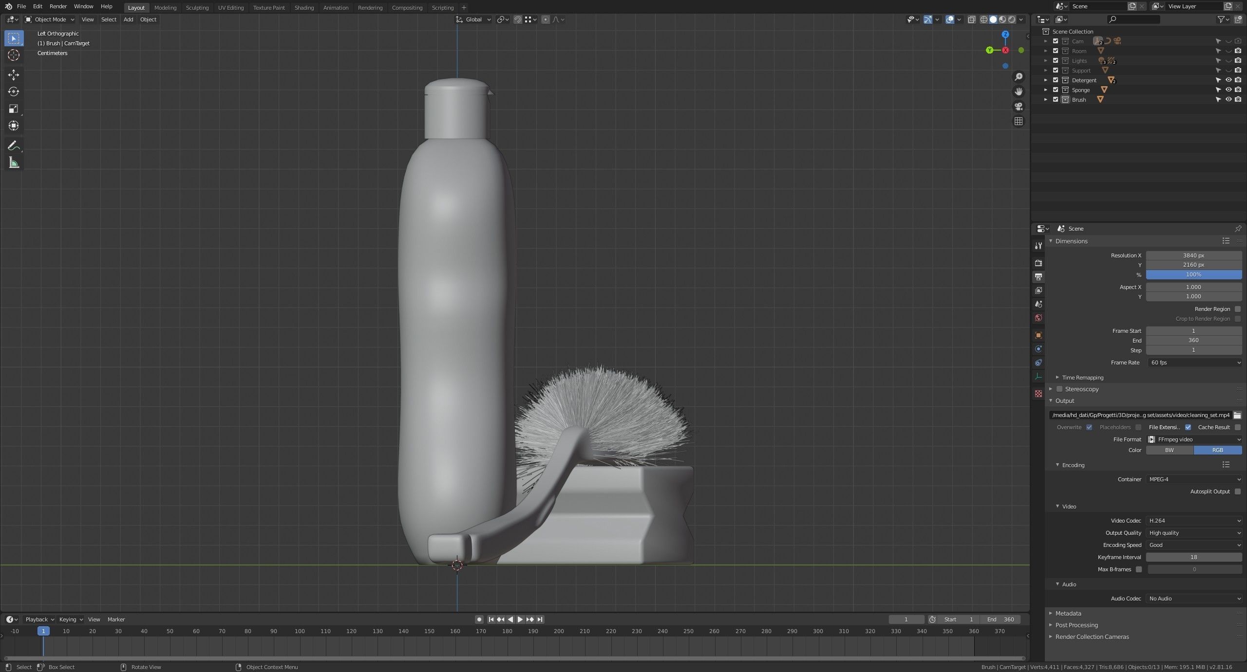 Cleaning Set bottle of liquid and sponge 3D model_10