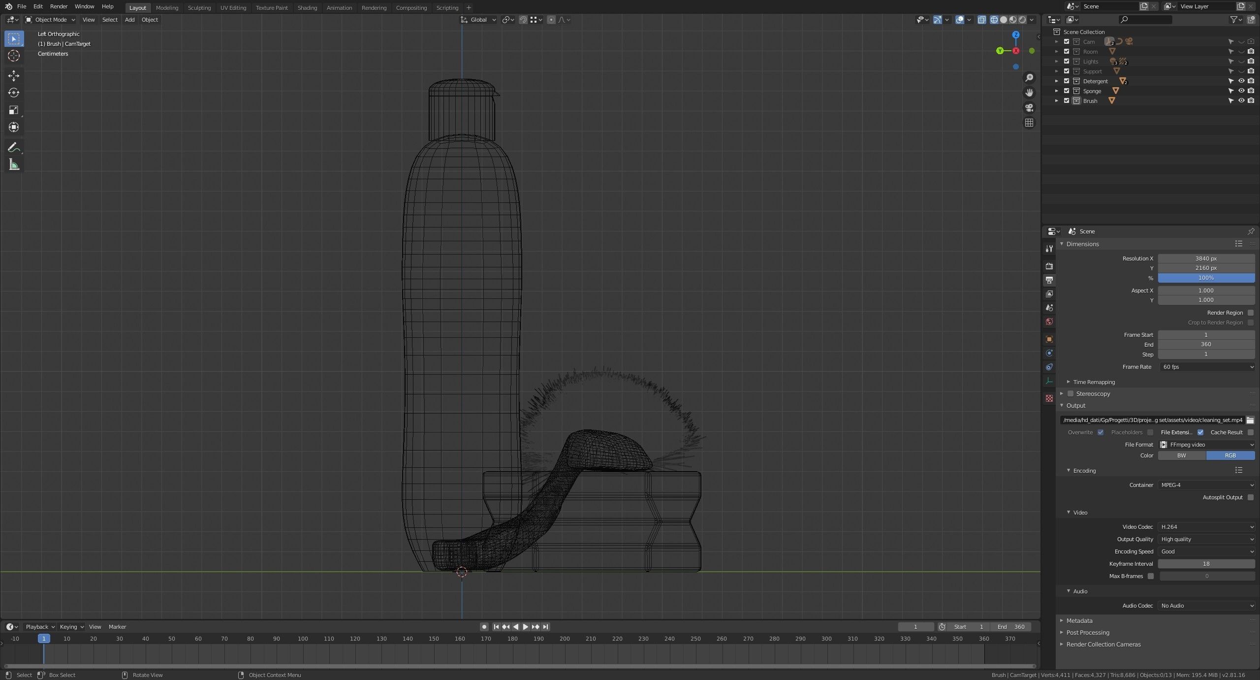 Cleaning Set bottle of liquid and sponge 3D model_11