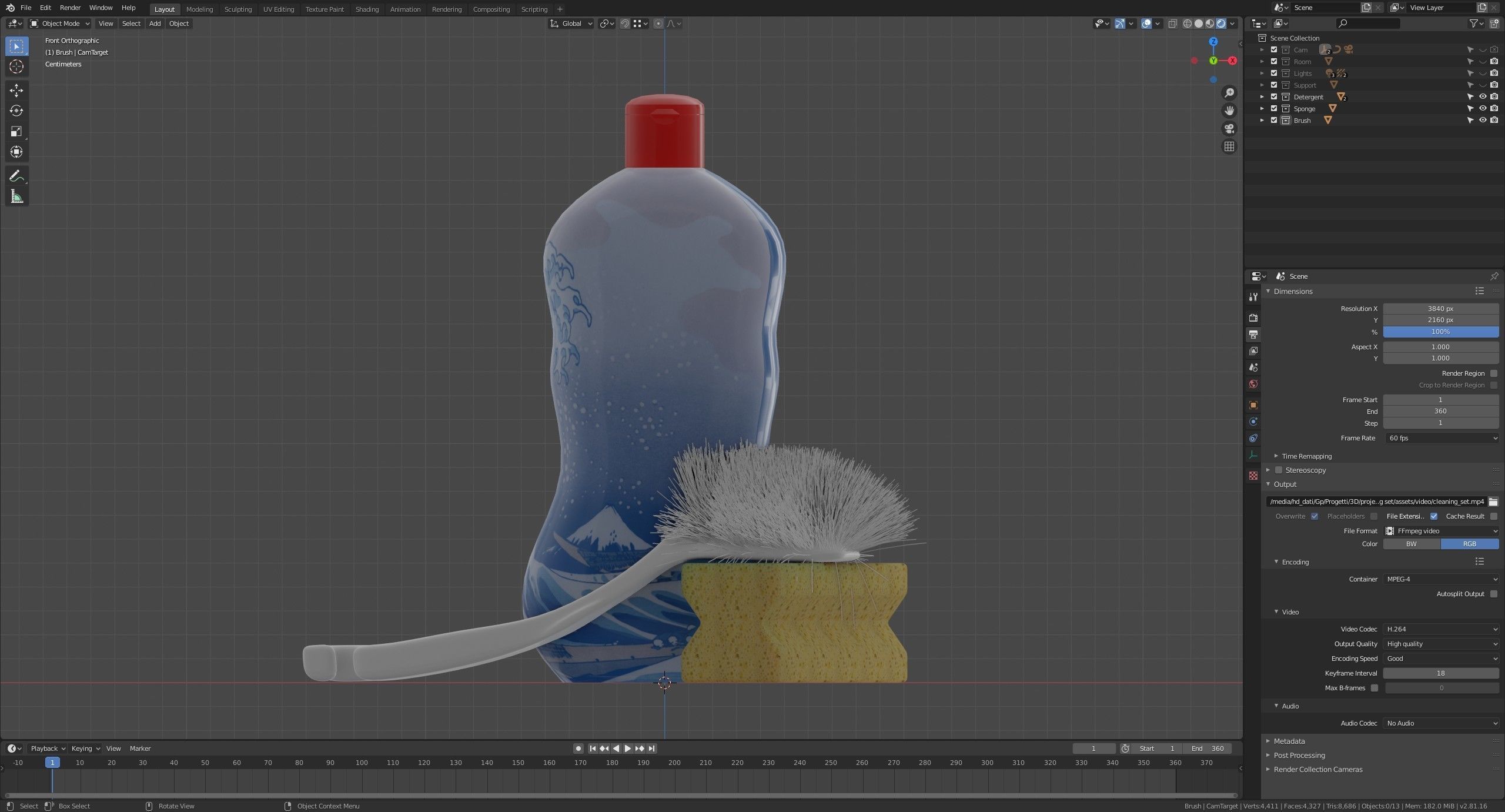 Cleaning Set bottle of liquid and sponge 3D model_6