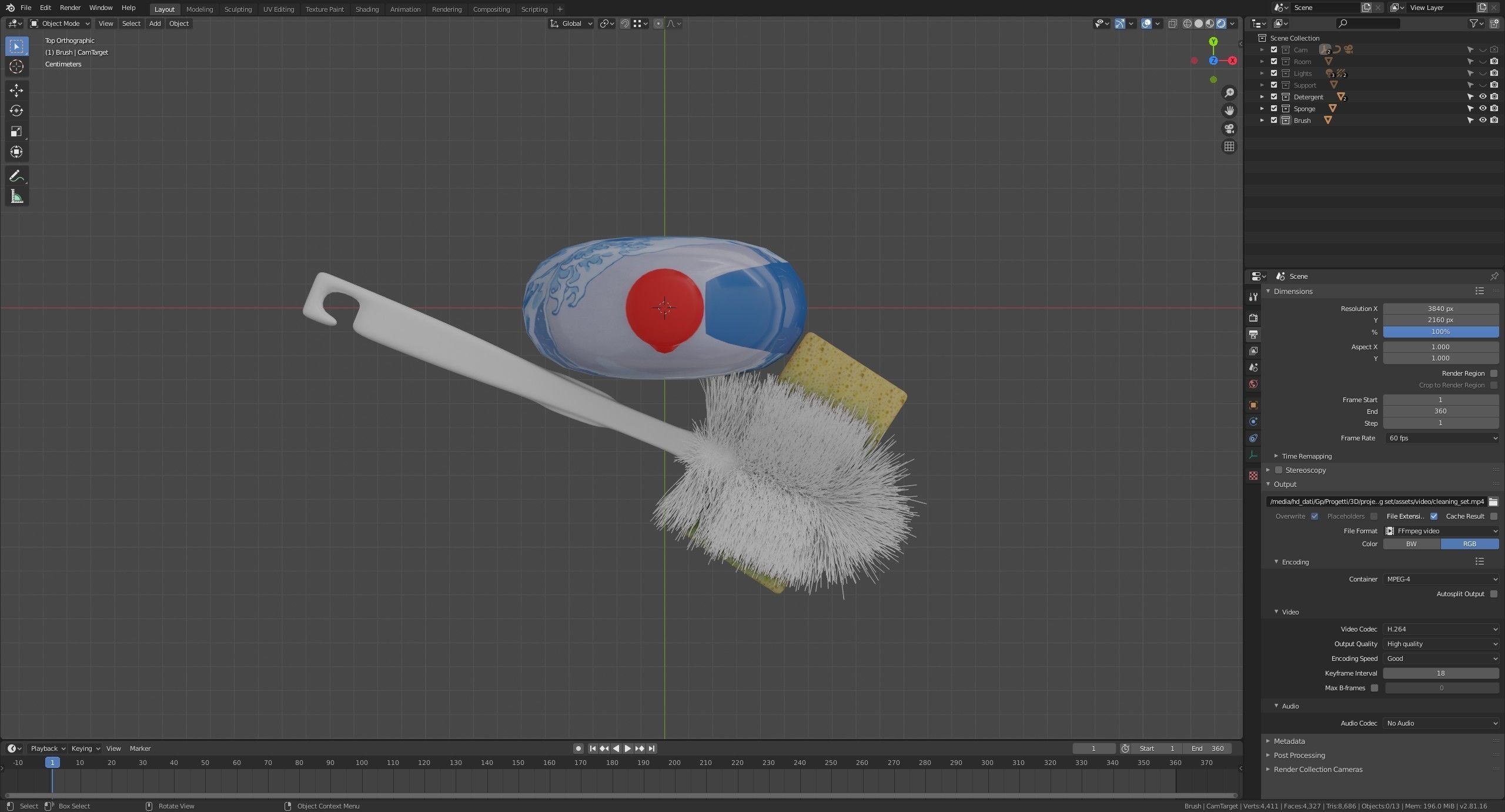 Cleaning Set bottle of liquid and sponge 3D model_12