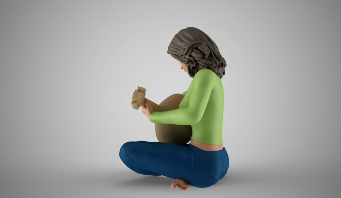 Oud Playing Woman 3D print model_5