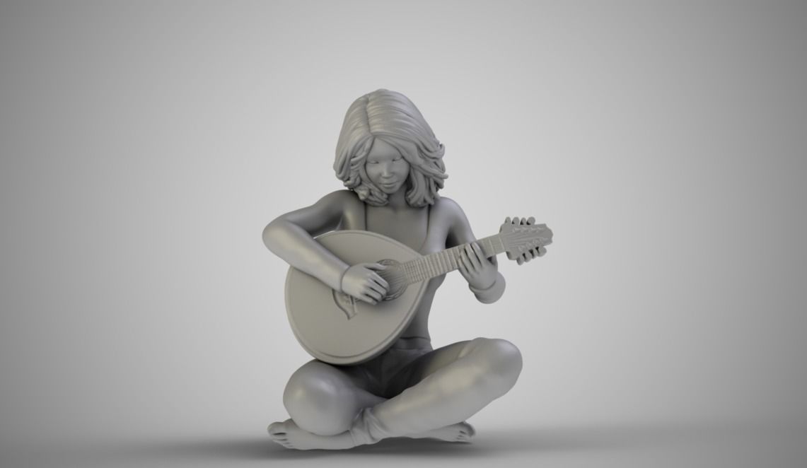 Oud Playing Woman 3D print model_1