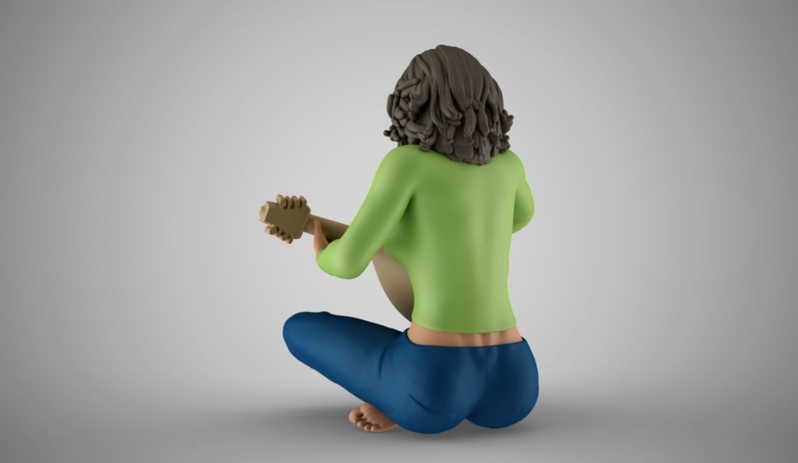 Oud Playing Woman 3D print model_6