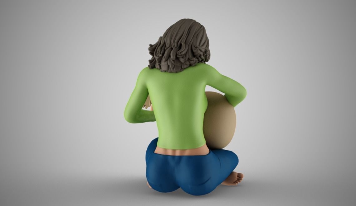 Oud Playing Woman 3D print model_7