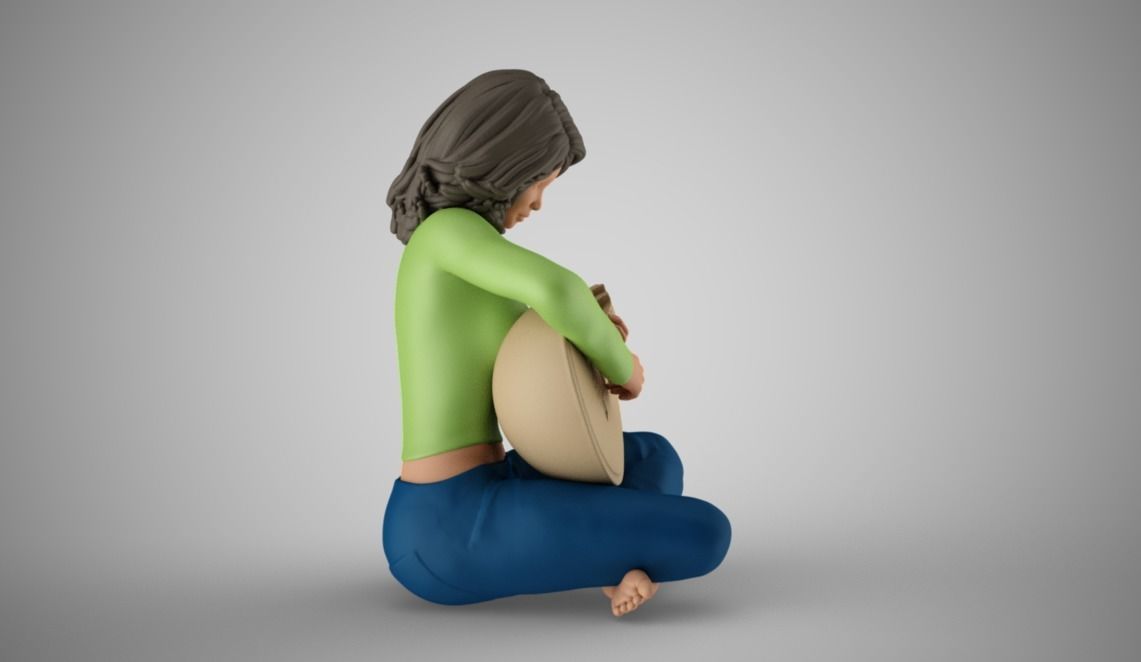 Oud Playing Woman 3D print model_8
