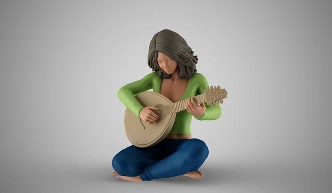 Oud Playing Woman 3D print model