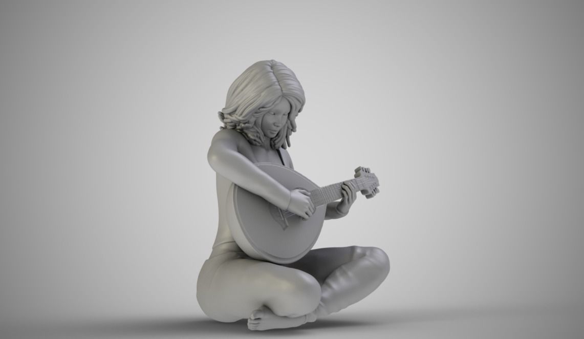 Oud Playing Woman 3D print model_3