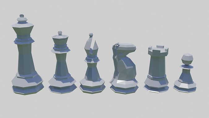 Low Poly Chess Pieces - Printable Free 3D print model