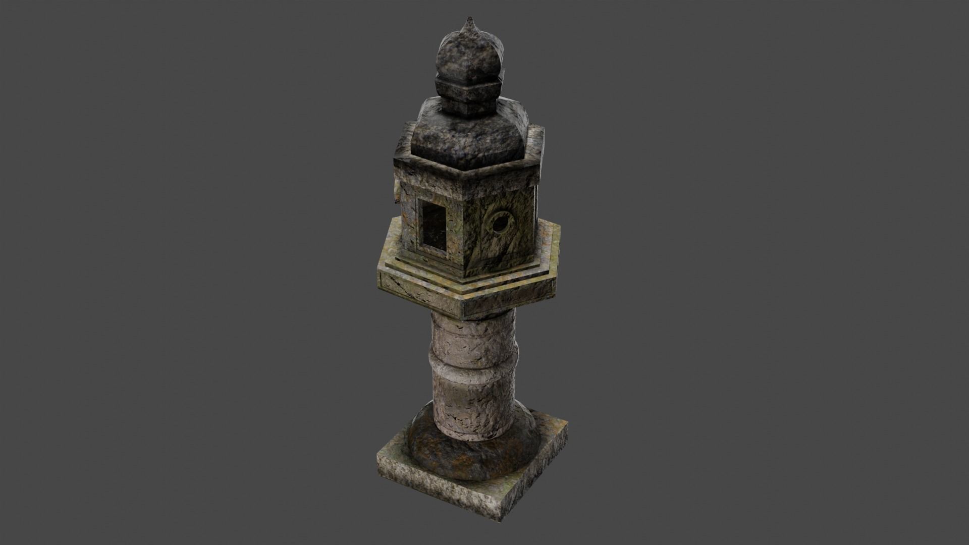 Antigue Stone lamp asian style Low-poly 3D model_3