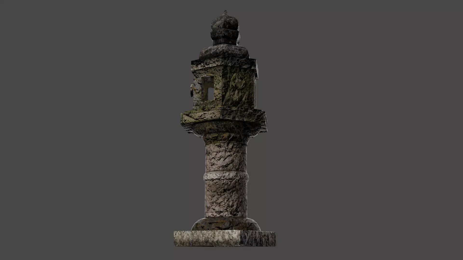 Antigue Stone lamp asian style Low-poly 3D model_0