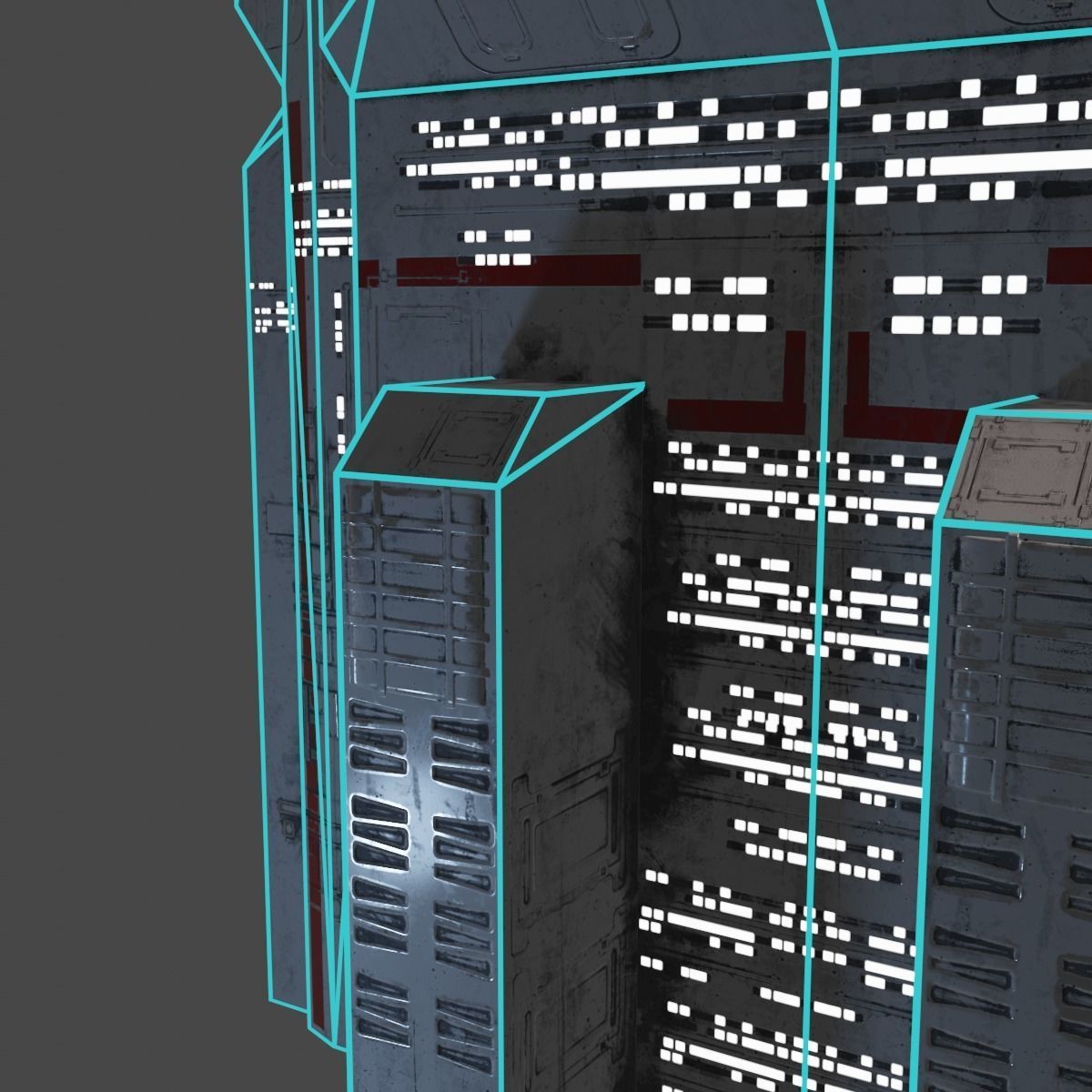 PBR Building futuristic space station Low-poly 3D model_16