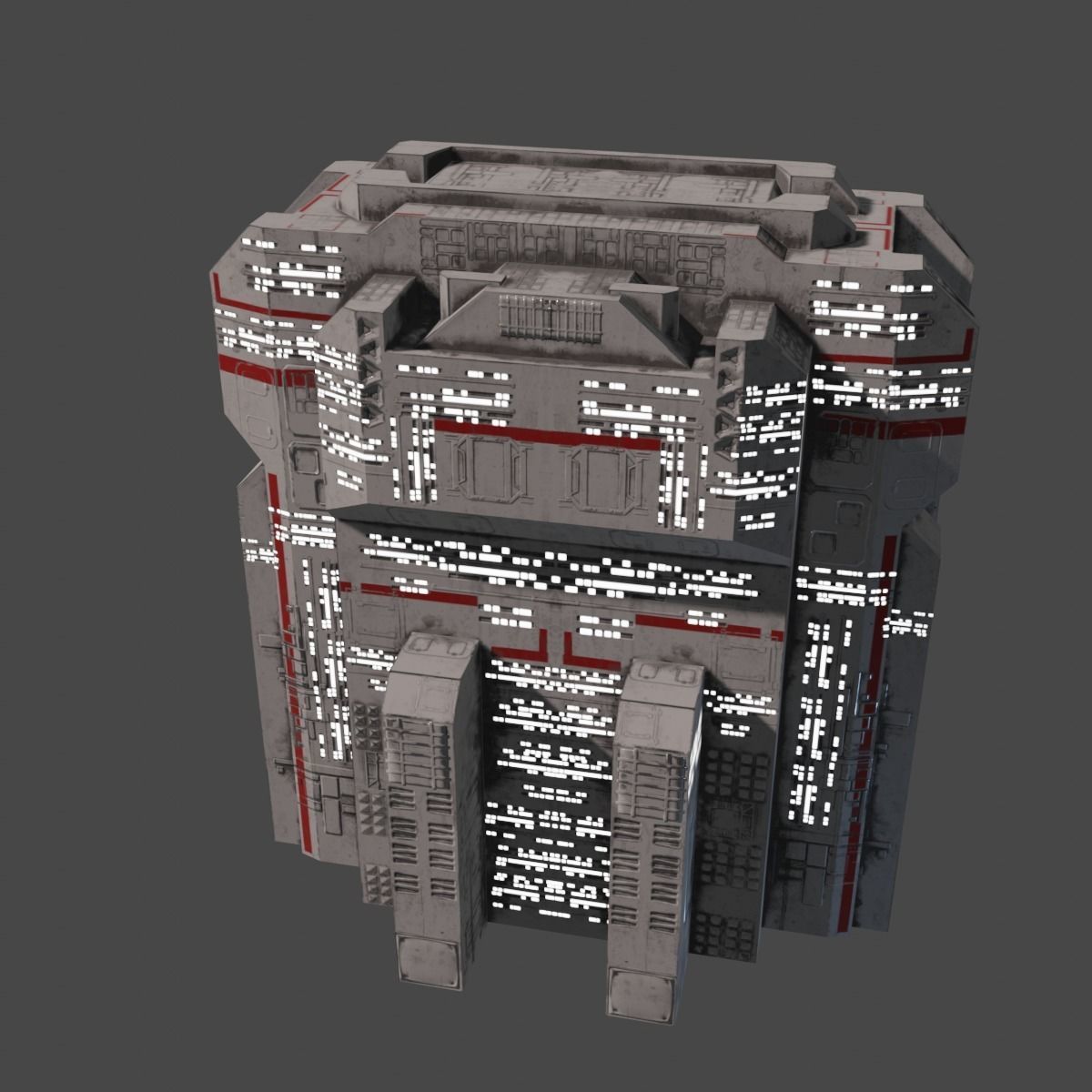 PBR Building futuristic space station Low-poly 3D model_3
