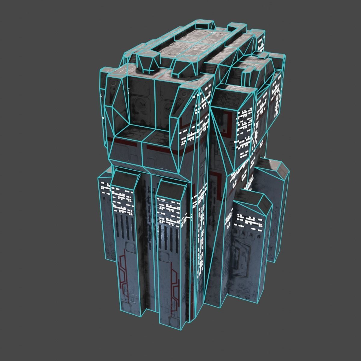 PBR Building futuristic space station Low-poly 3D model_13