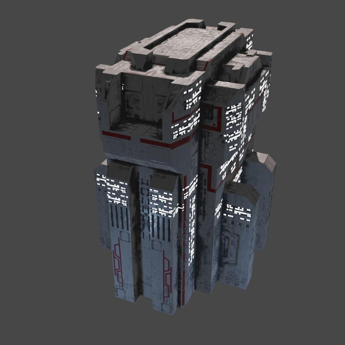 PBR Building futuristic space station Low-poly 3D model_5