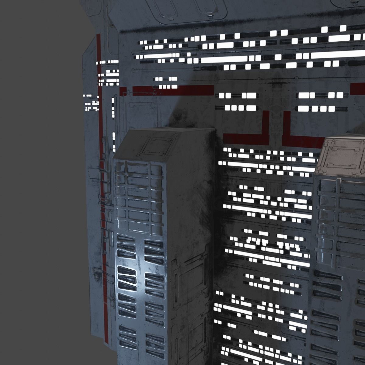 PBR Building futuristic space station Low-poly 3D model_8