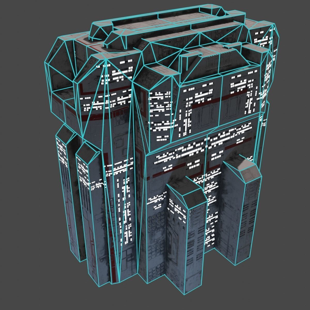 PBR Building futuristic space station Low-poly 3D model_14