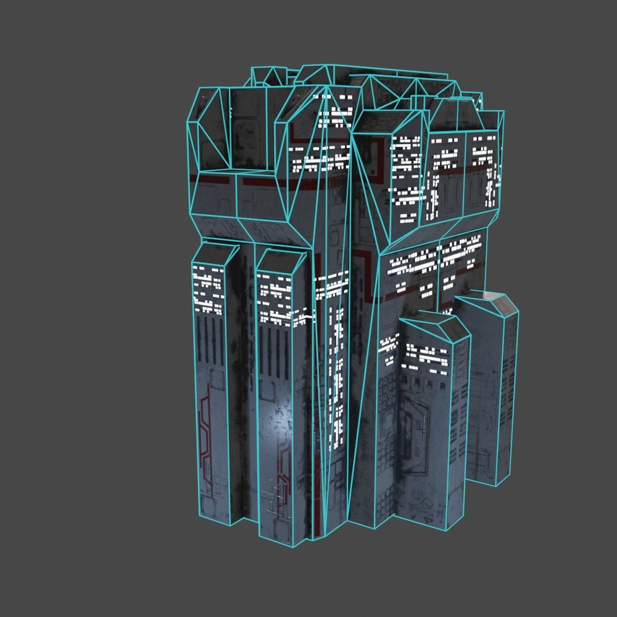 PBR Building futuristic space station Low-poly 3D model_15