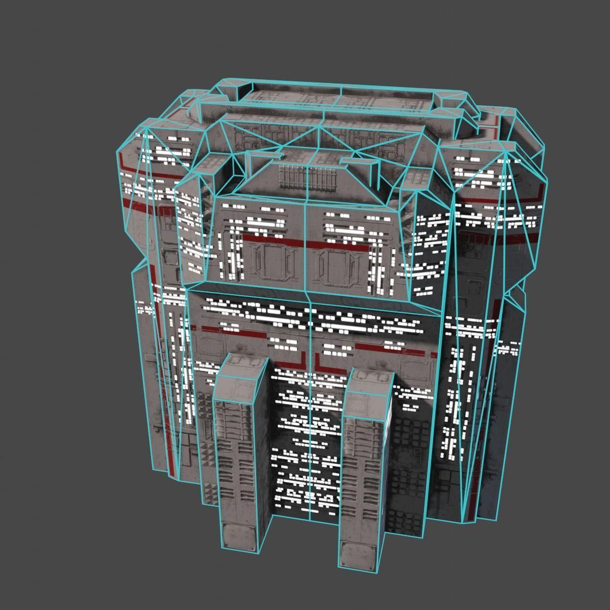 PBR Building futuristic space station Low-poly 3D model_11