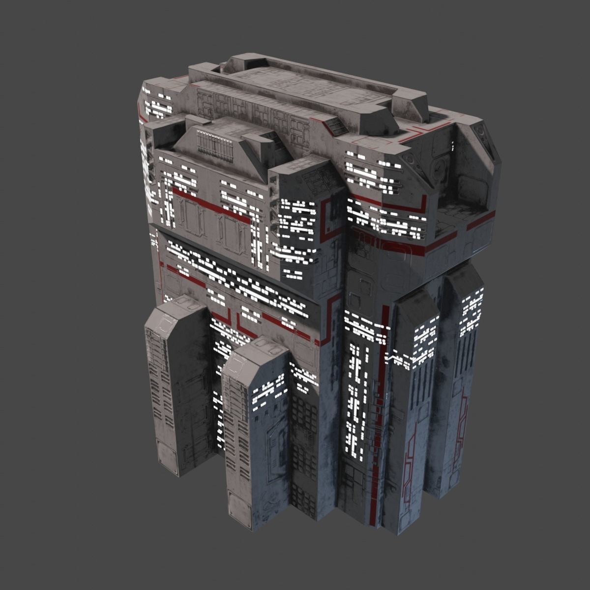 PBR Building futuristic space station Low-poly 3D model_4