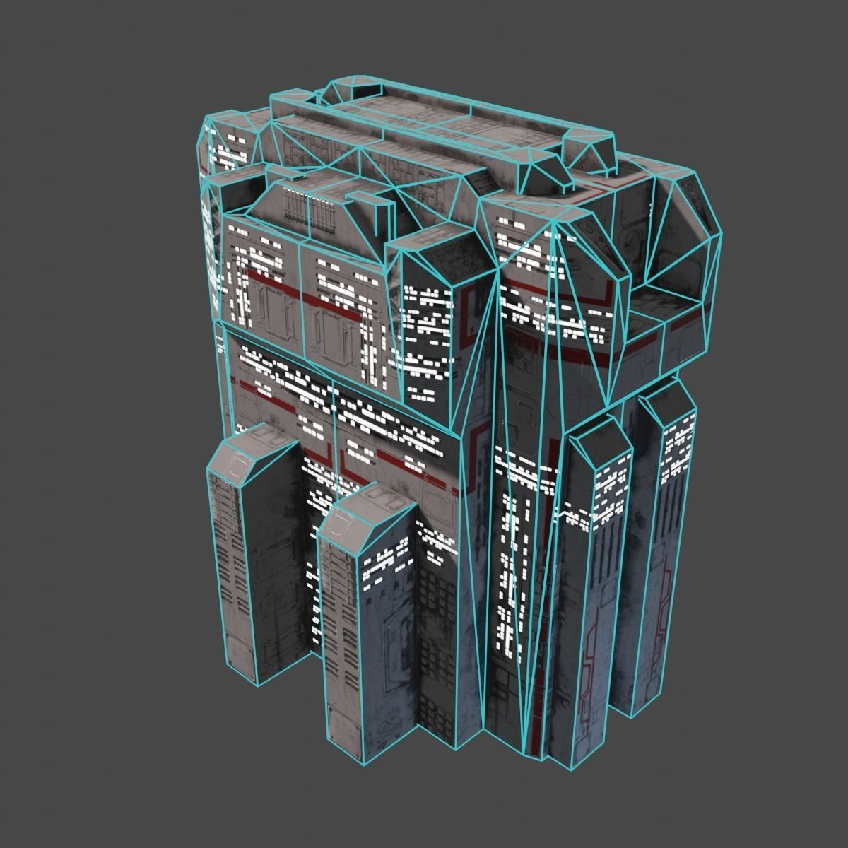 PBR Building futuristic space station Low-poly 3D model_12