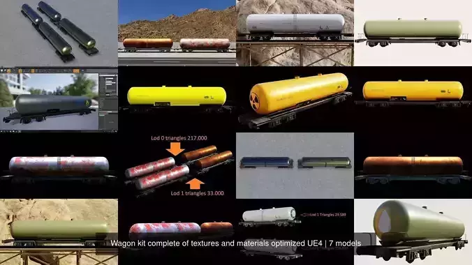 Wagon kit complete of textures and materials optimized UE4 3D Model Collection