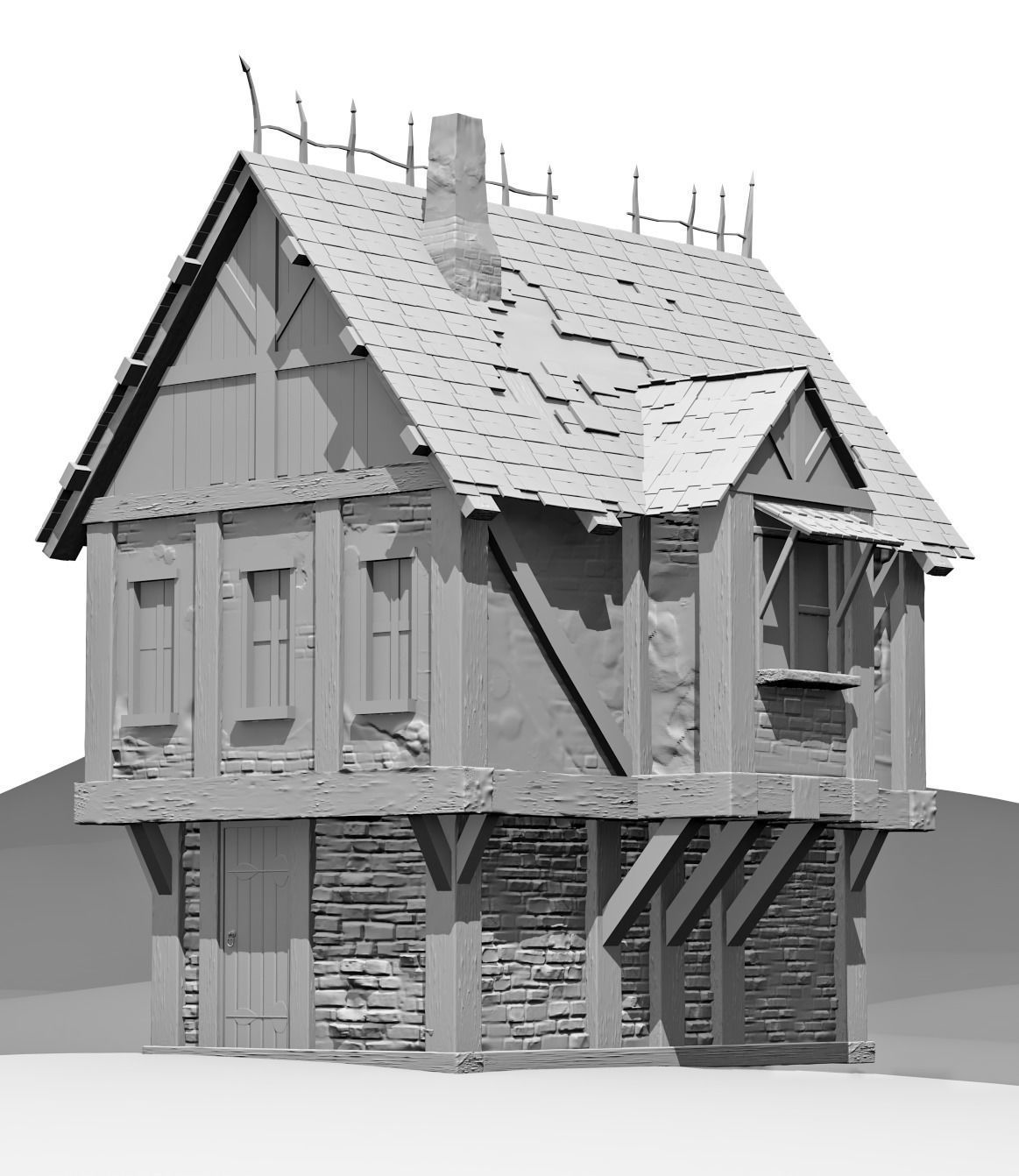 Medieval house 3D print model_1