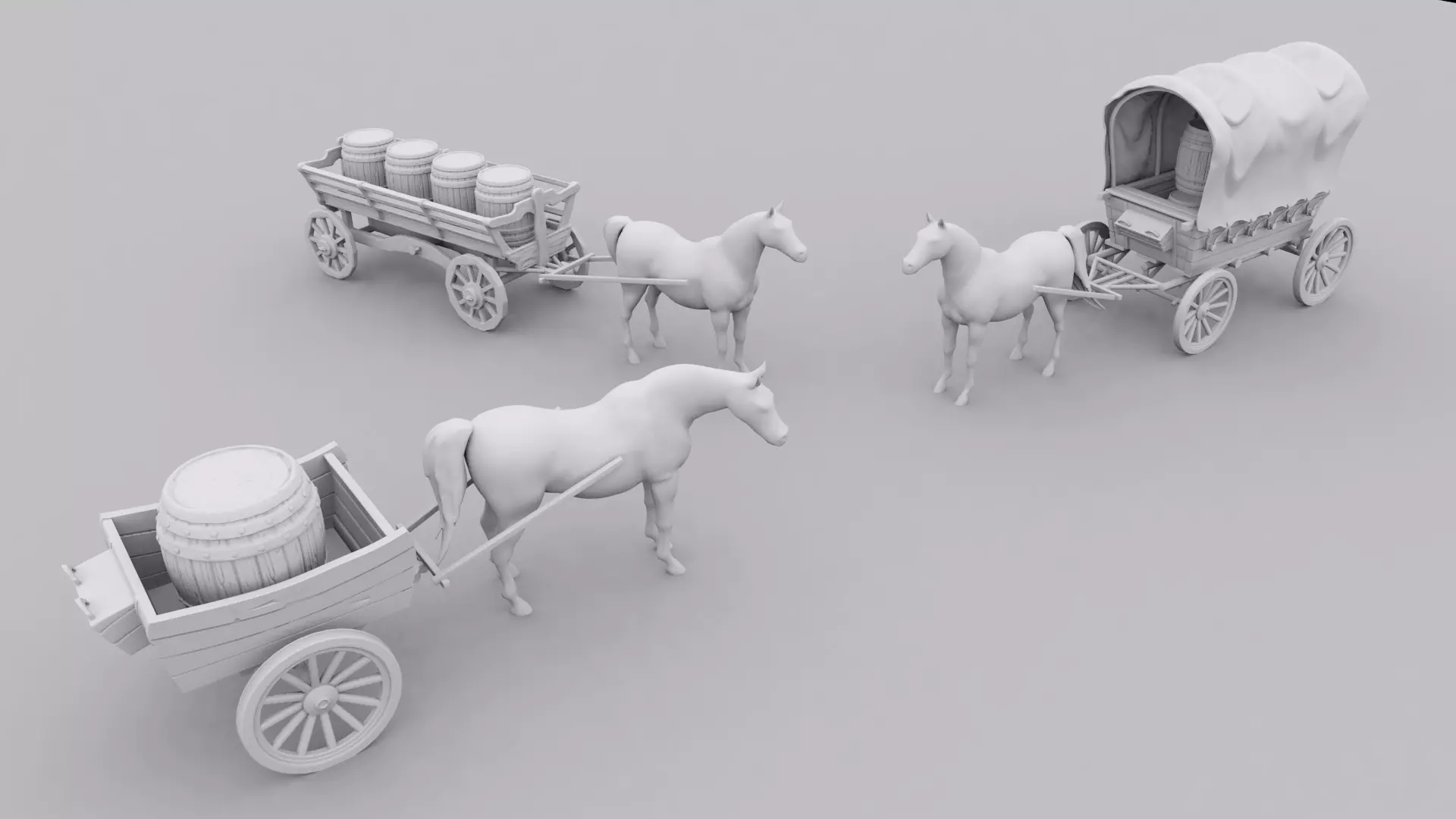 Medieval horses 3D print model