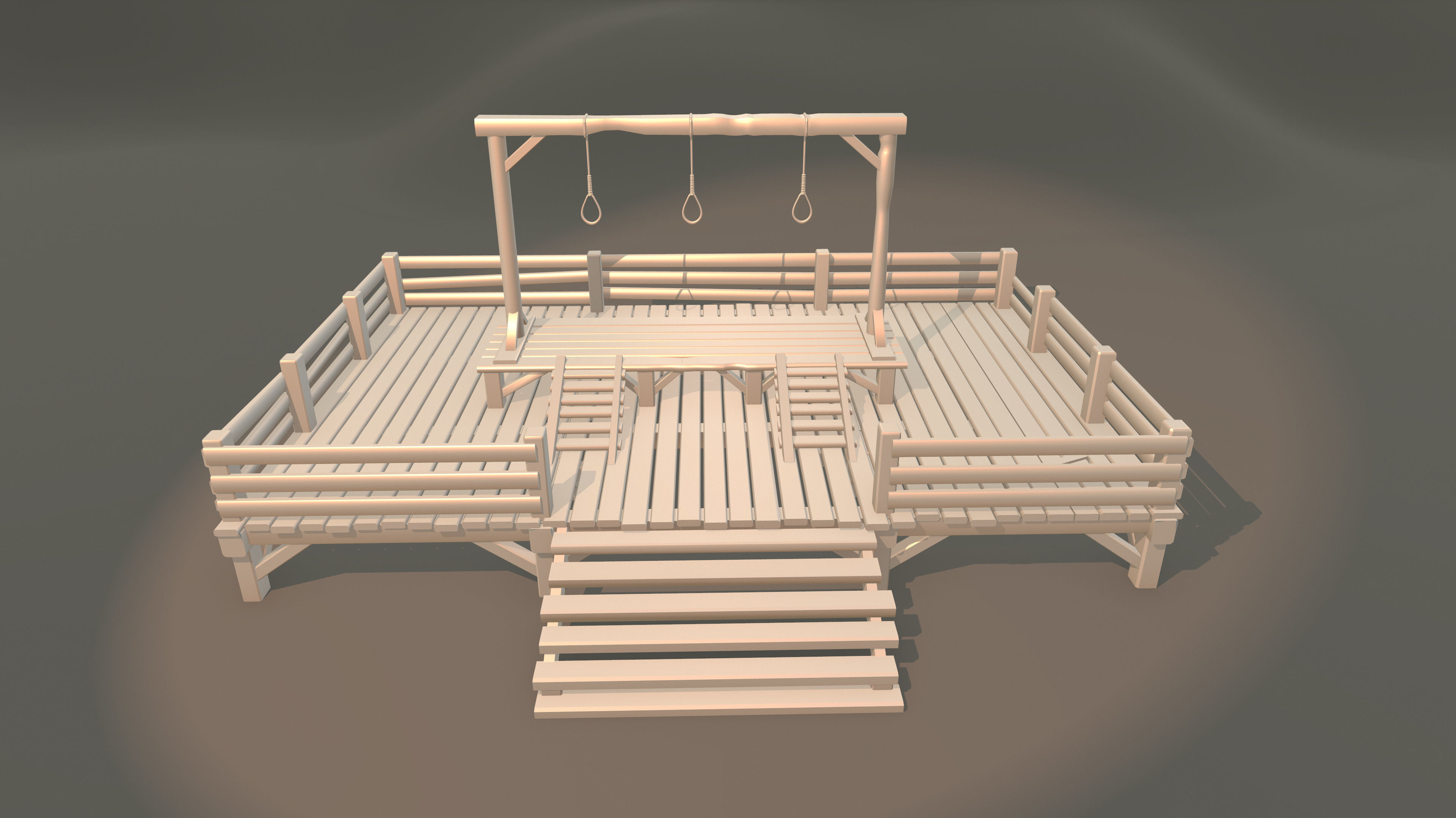 Medieval gallows 3D print model_3