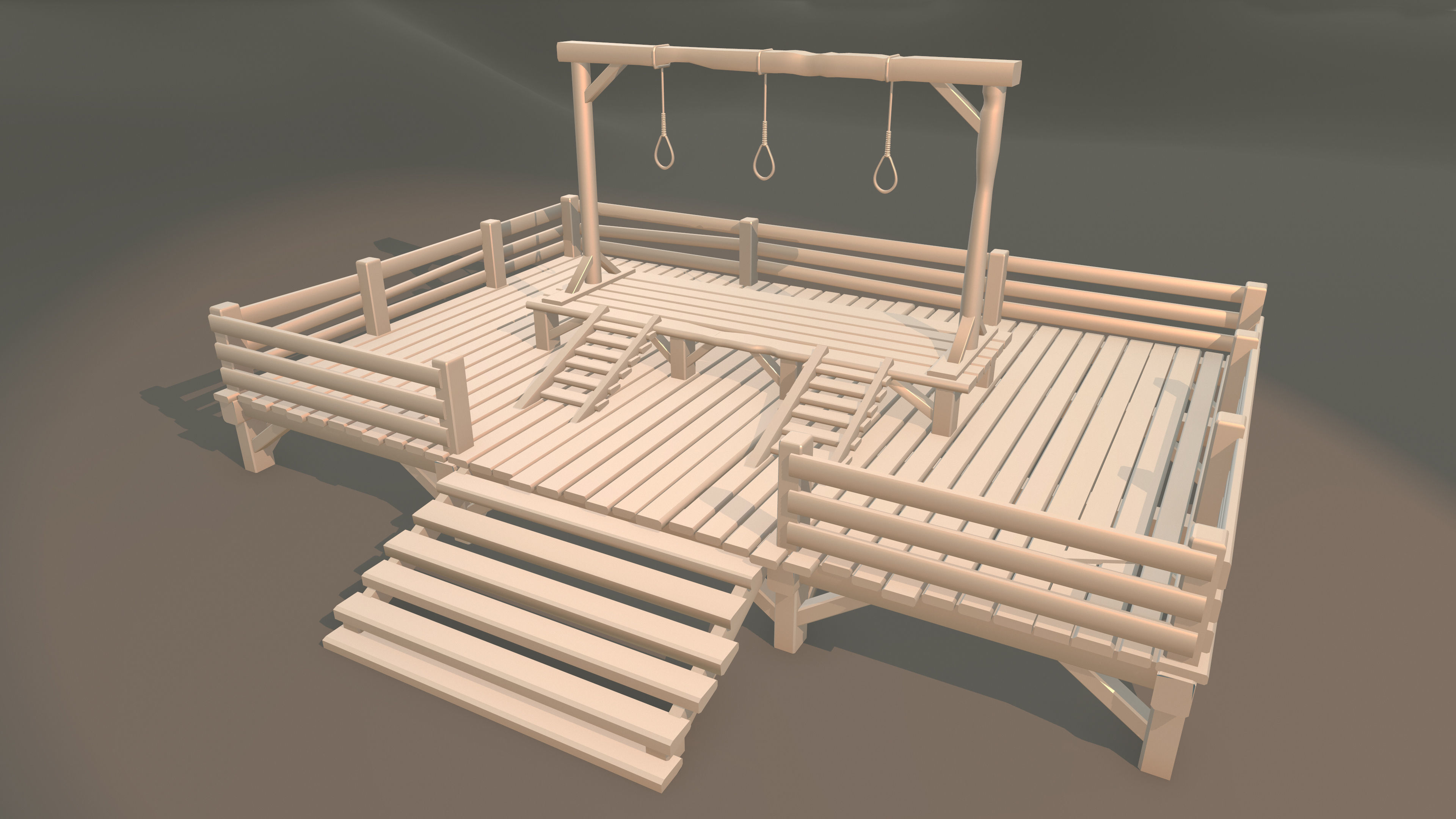 Medieval gallows 3D print model_4