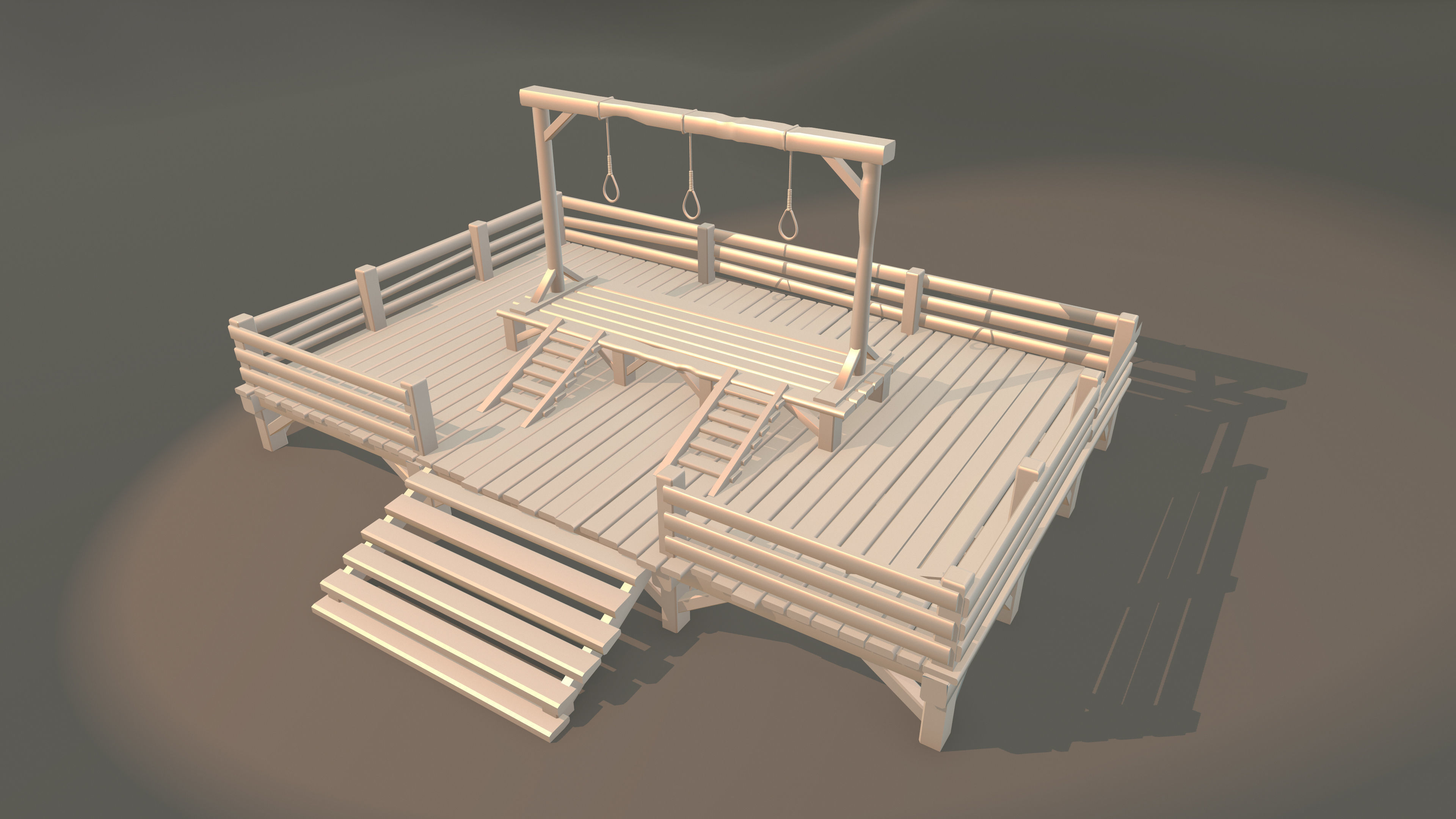Medieval gallows 3D print model_2