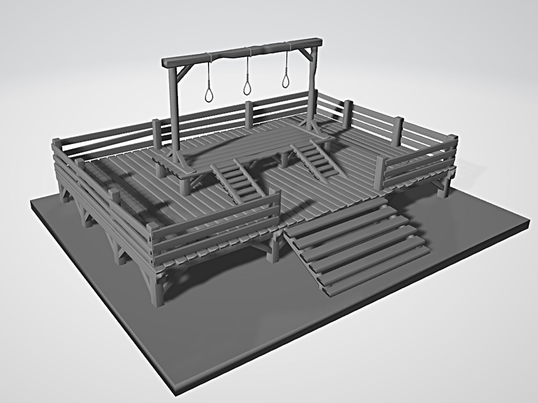 Medieval gallows 3D print model_5