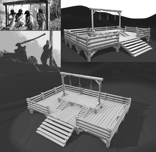 Medieval gallows 3D print model