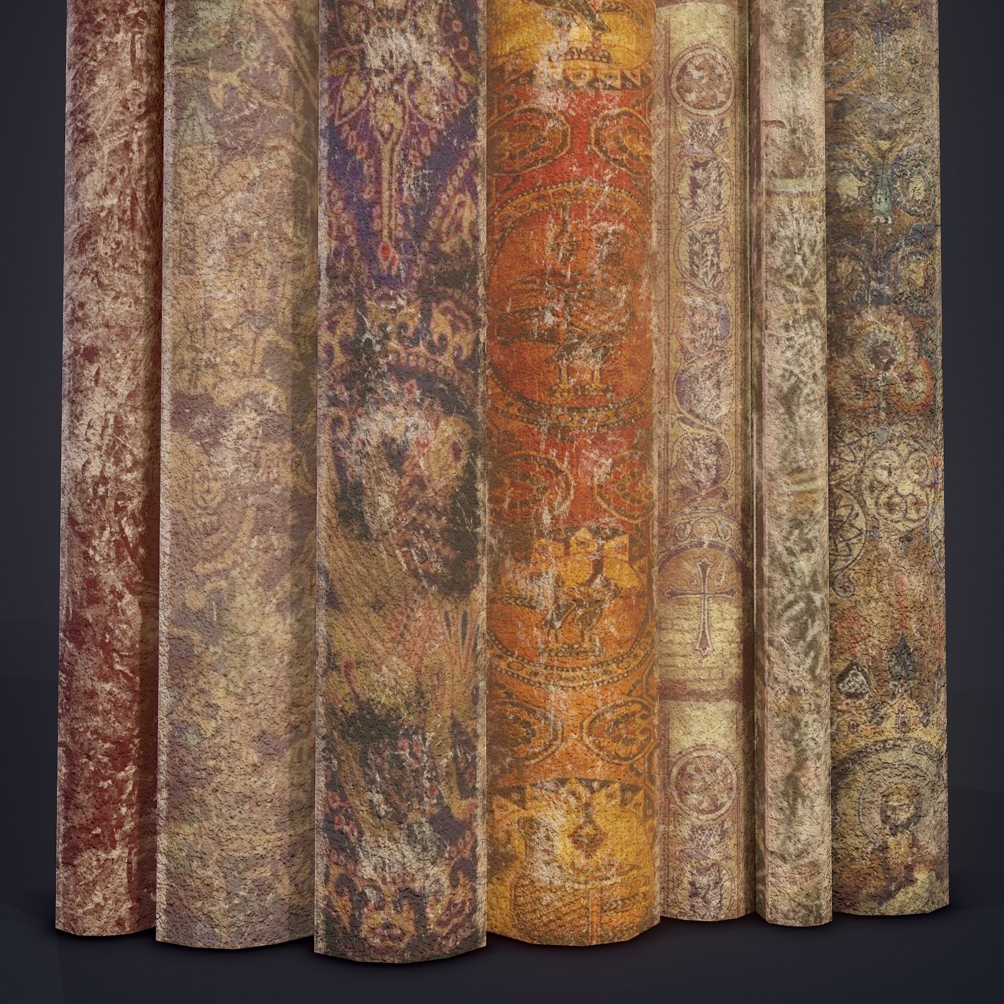 Medieval Books Row 1 Design 2 Low-poly 3D model_19